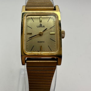 vintage Lorus by Seiko ladies gold tone tank Watch square gift her women mom small dainty japan fashion designer adjustable