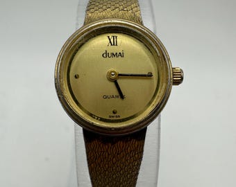 Vintage Dumai Damen Swiss Made kleine Kleid Gold-Ton Uhr minimalist Geschenk ihre Frauen Mama Mode-Designer