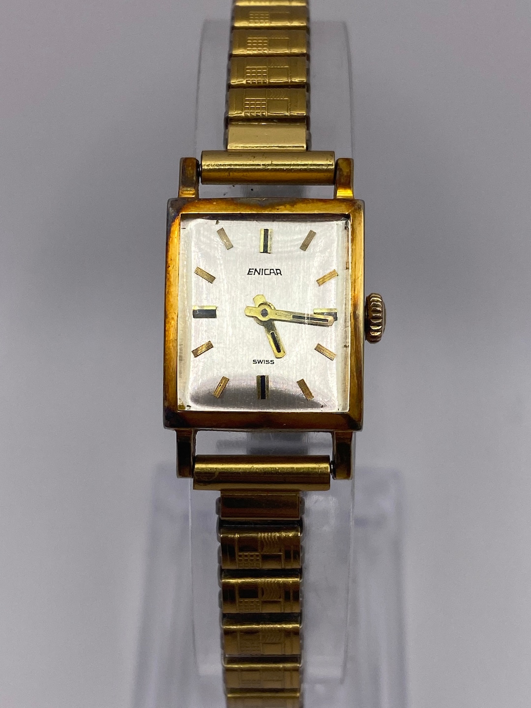 Vintage Enicar Mechanical Hand Wind Gold Tone Ladies Tank  display picture 1