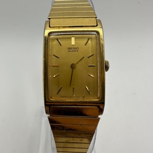 Montre tank vintage Seiko 2C20 pour femme dorée avec bracelet réglable, cadeau pour sa maman, carré rectangle rectangle rétro japon