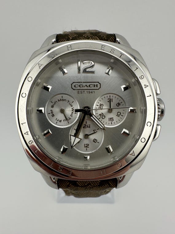 COACH シルバー アナログ時計 Coach Vintage Ladies Chronograph Silver Tone Watch Swiss Made