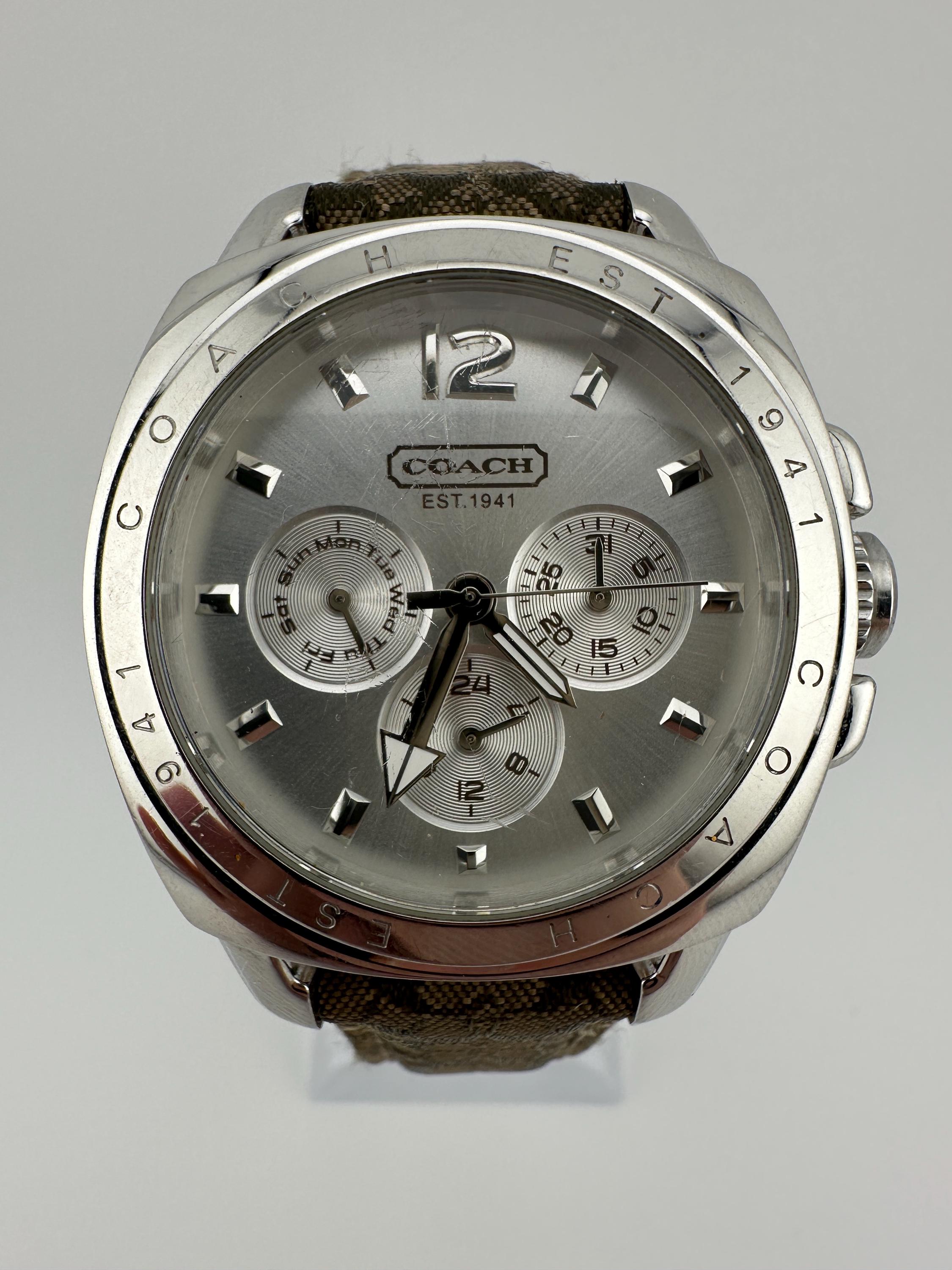 Coach Vintage Ladies Chronograph Silver Tone Watch Swiss Made
