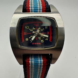 Diesel dz-2084 vintage ladies square watch strap multicolour gift her women mom rare fashion designer rectangule