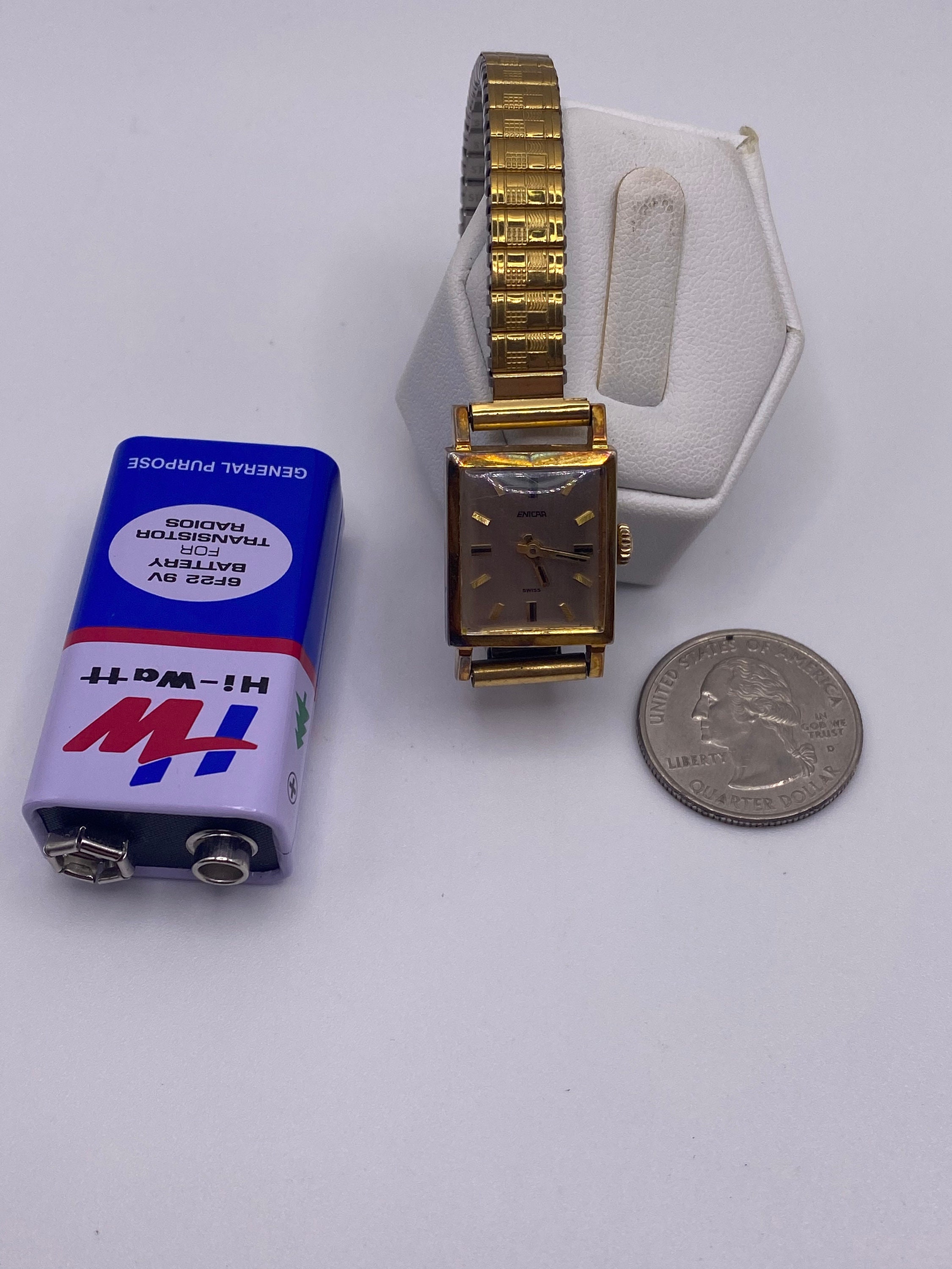 Vintage Enicar Mechanical Hand Wind Gold Tone Ladies Tank 