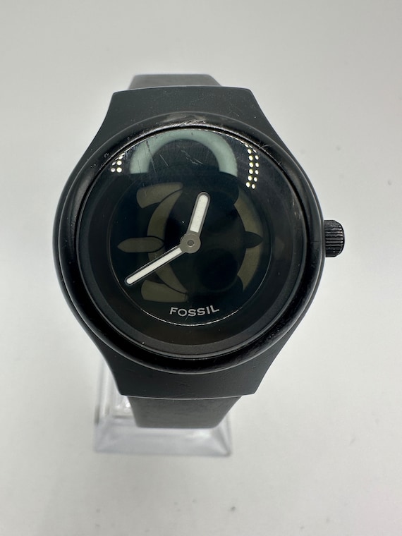 Vintage Fossil RARE Big Tac Jr 7882 Ladies Watch Digital and Analog Black Rubber Strap Gift Her Women Mom Sale Fashion Designer Minimilist Etsy