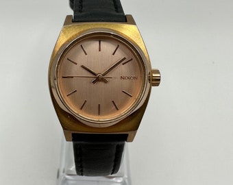 Nixon minimized the small time teller rose gold ladies watch gift her women mom leather fashion designer small
