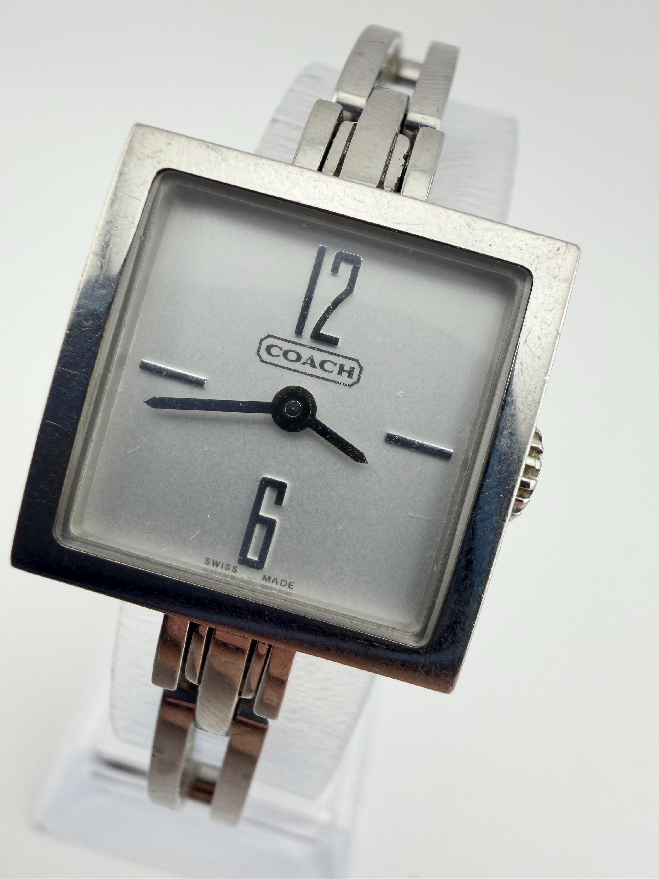 COACH Vintage stainless silver square quartz watch Vintage Coach Swiss Made Silver Tone Ladies Square Watch  main image 3
