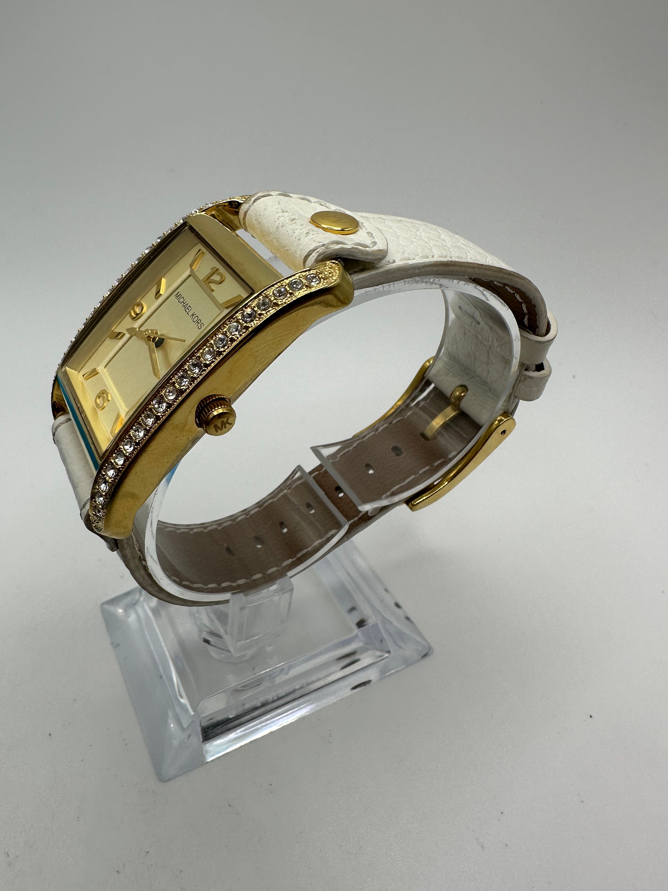 Vintage Michael Kors Ladies Gold Tone and Diamond Tank Watch 