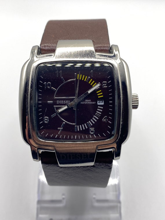 Diesel DZ2060 Huge Wrist Watch Brown Leather 44mm Large Strap 