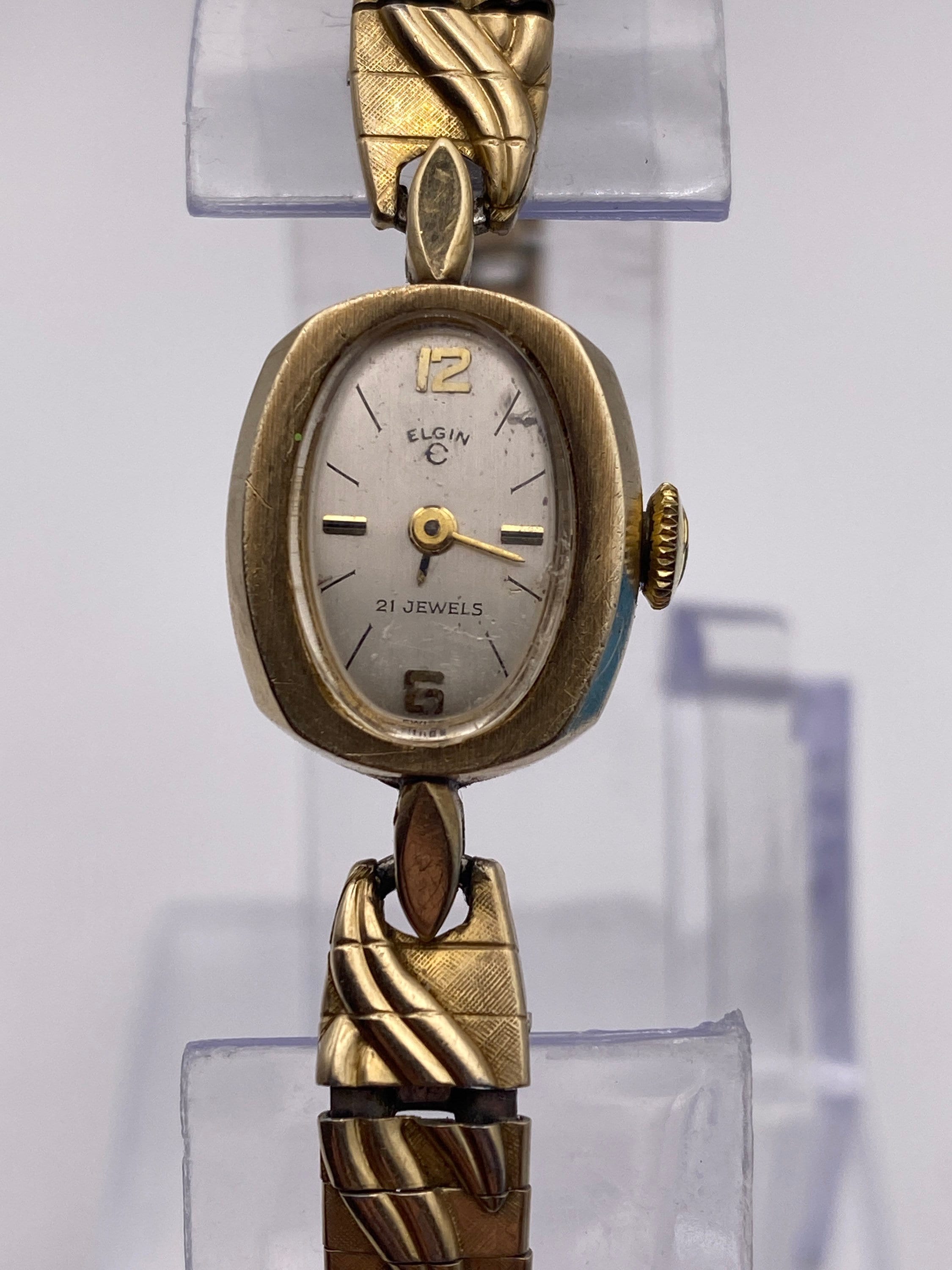 Antique Elgin 21 Jewels Ladies Mechanical Wind Watch Gold Tone