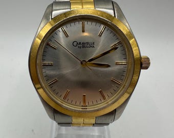 Caravelle by Bulova duży damski zegarek vintage w kolorze złotym i srebrnym, projektant mody, prezent dla niej, kobiety, mama, wyprzedaż