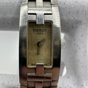 vintage Tissot 1853 laides rectangle tank Watch Swiss made sqaure gift her women mom small dainty designer stainless silver