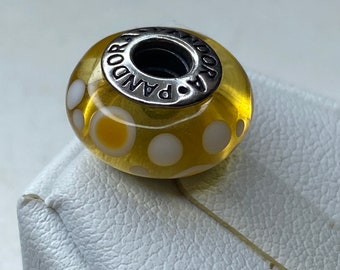 RETIRED PANDORA Sterling Glass Murano Orange Polka Dot Charm Bead gift her ladies women