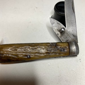 Rare Antique F Newton Sheffield XL bone folding pocket knife vintage gift him men dad working