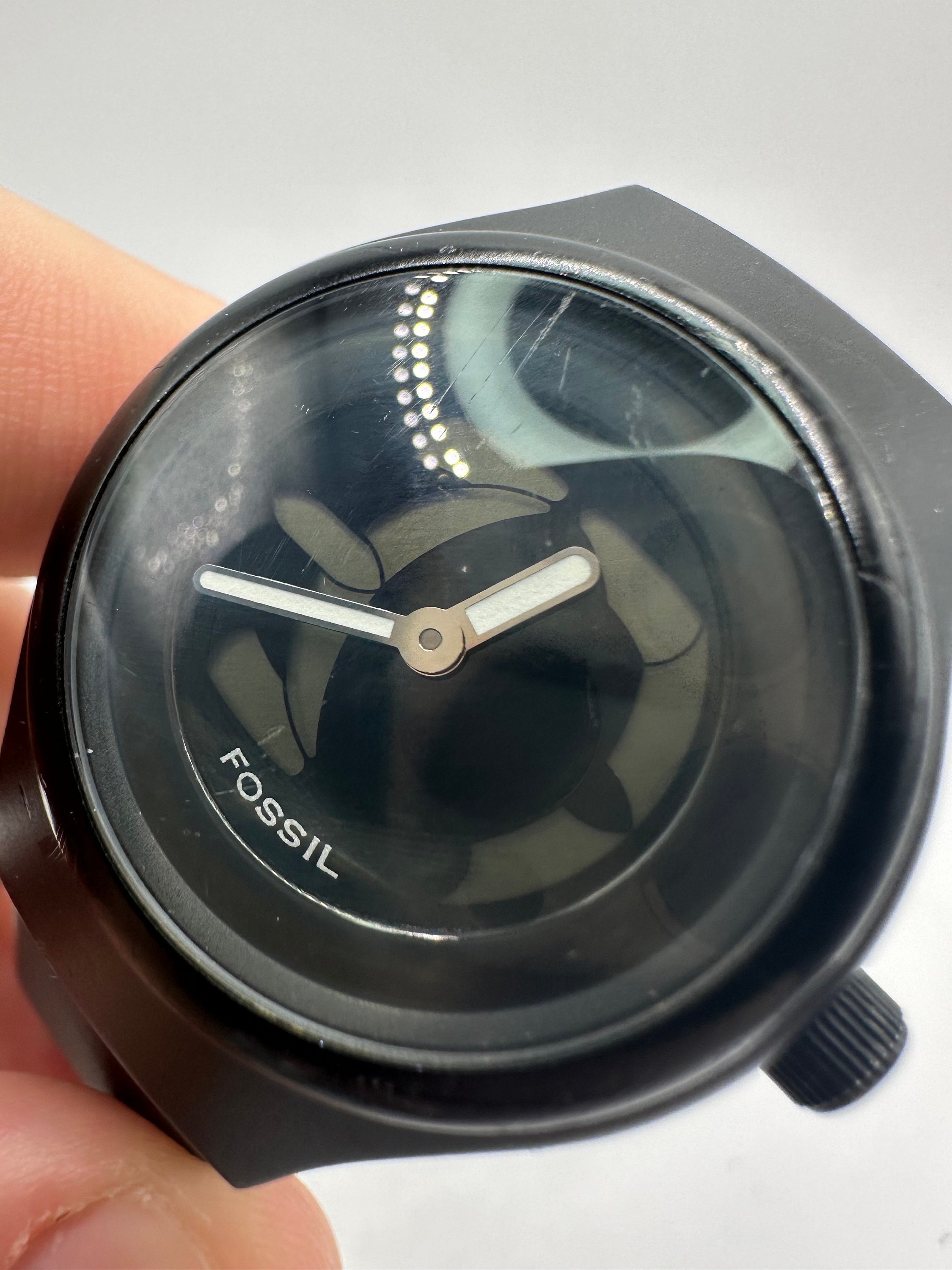 RARE ART DECO FOSSIL GR SERIES BLACK/SILVER Rare Fossil Watch - Etsy main image 2