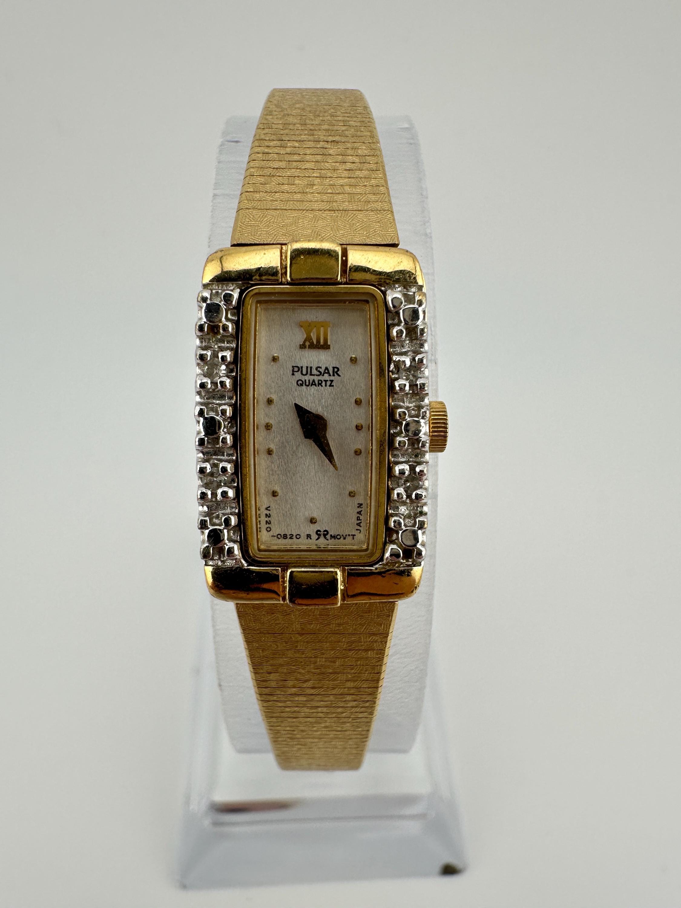 Vintage Pulsar by Seiko V220 Ladies Gold Tone Tank Watch Diamond Gift Her Ladies  Women Square Small Dainty Fashion Designer - Etsy