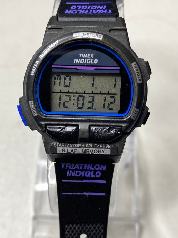 Vintage 32mm Timex triathlon indiglo quartz lcd di