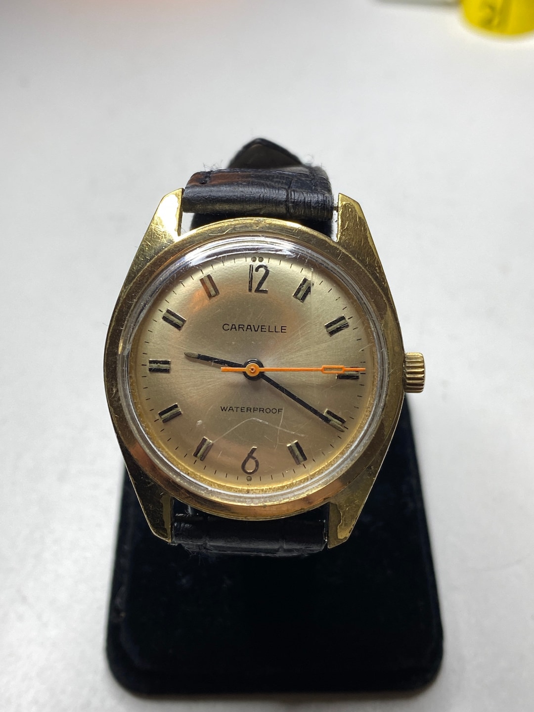 Caravelle by Bulova 1974 Gold-Tone Winding womens Vintage Watch Red Strap Caravelle by Bulova Leather Strap Women main image 3