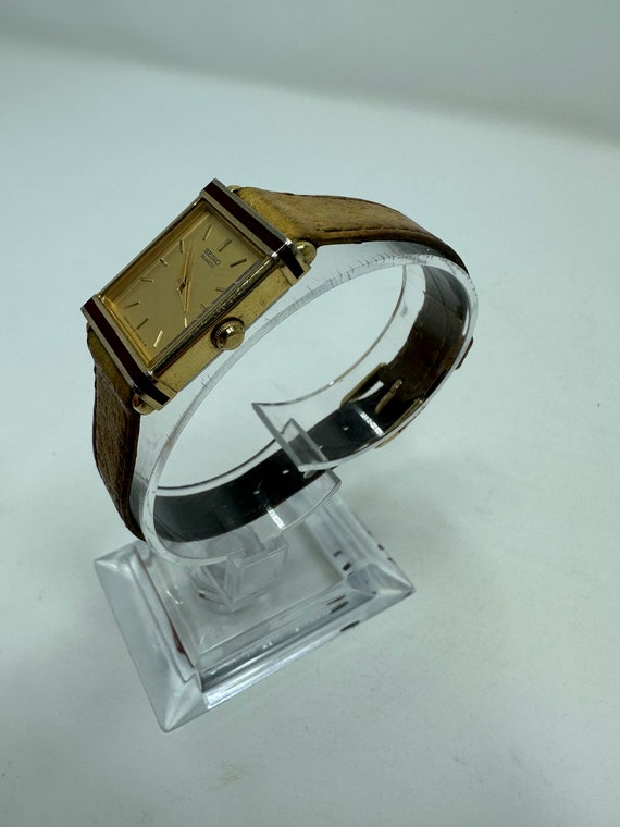 Vintage RARE Seiko 5420 523A Gold Tone Ladies Tank Watch Square