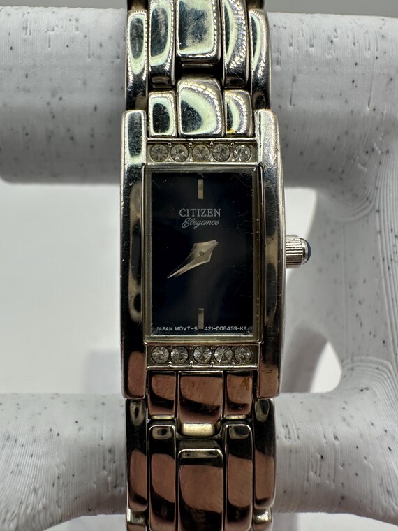 Vintage Citizen Elegance Ladies Silver Tone Tank Watch Faux