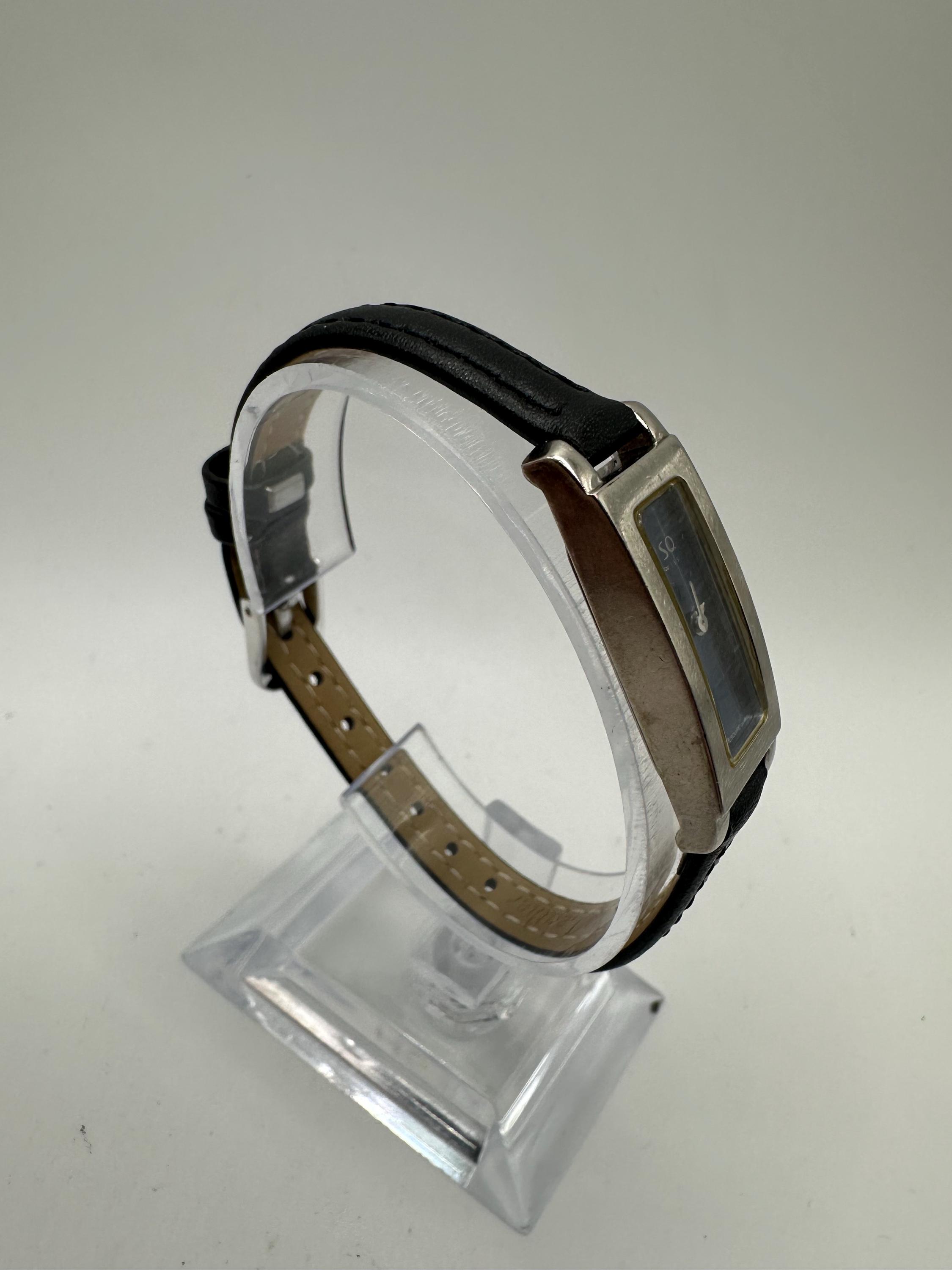 Esq by Movado ladies mirrored square dial silver tone dress 