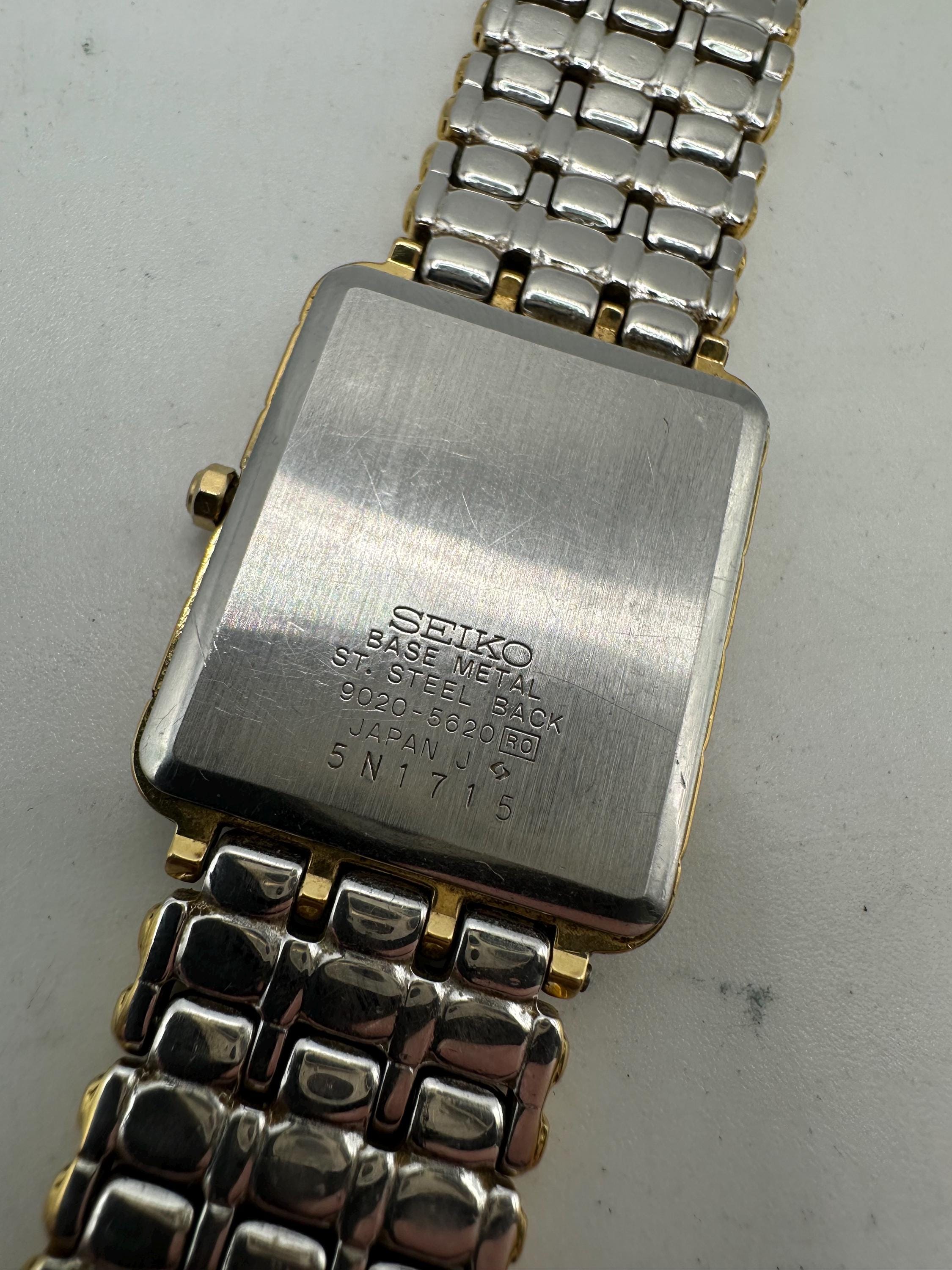 Seiko RARE Vintage 9020 Tank Watch Quartz Gold Silver Tone