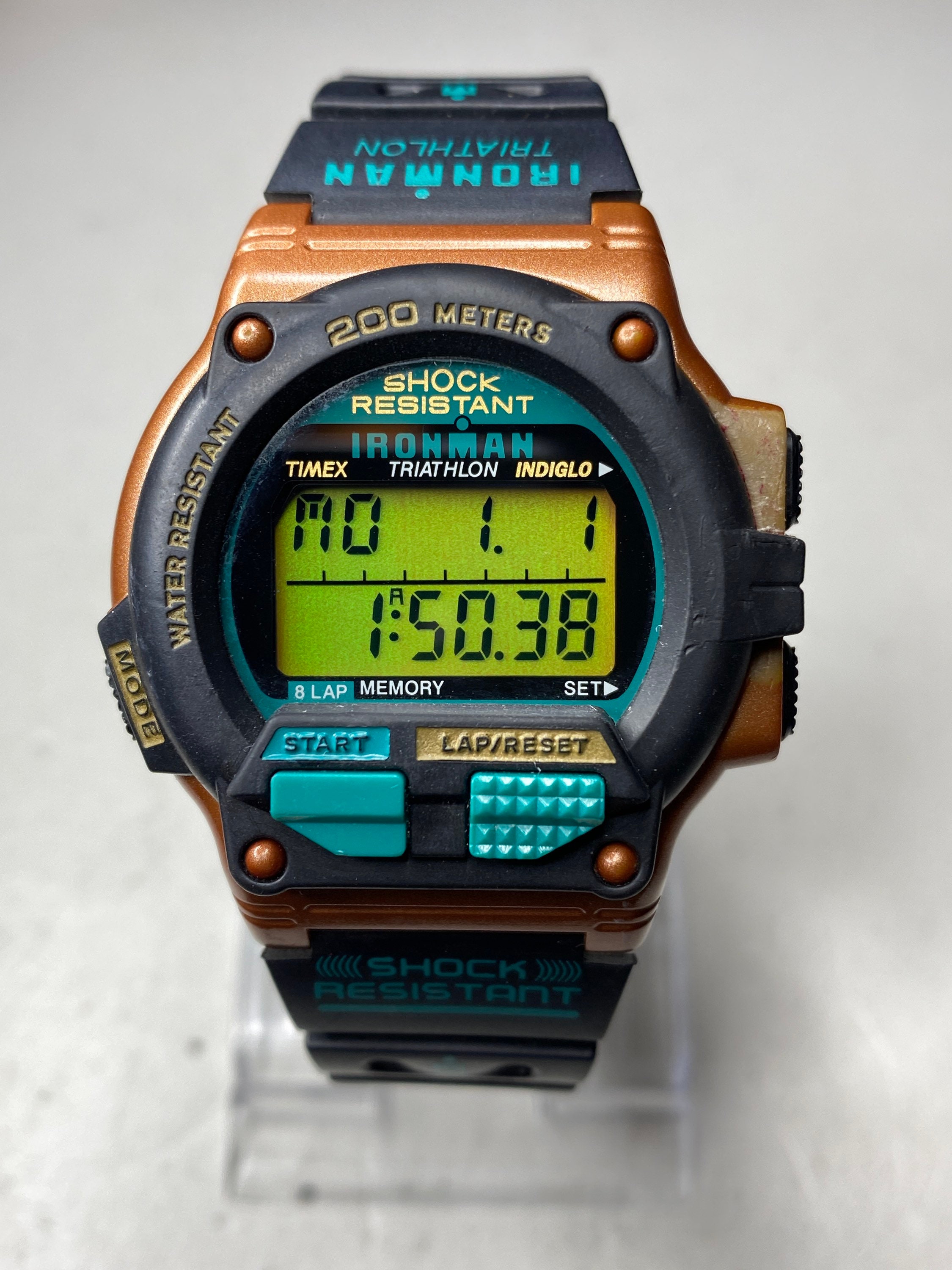 Vintage Timex Ironman Triathlon 200m Digital Watch Rubber
