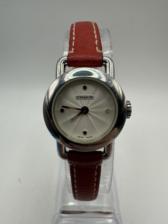 Coach Vintage Schweizer Made Damenuhr Lederarmband rot Lederband