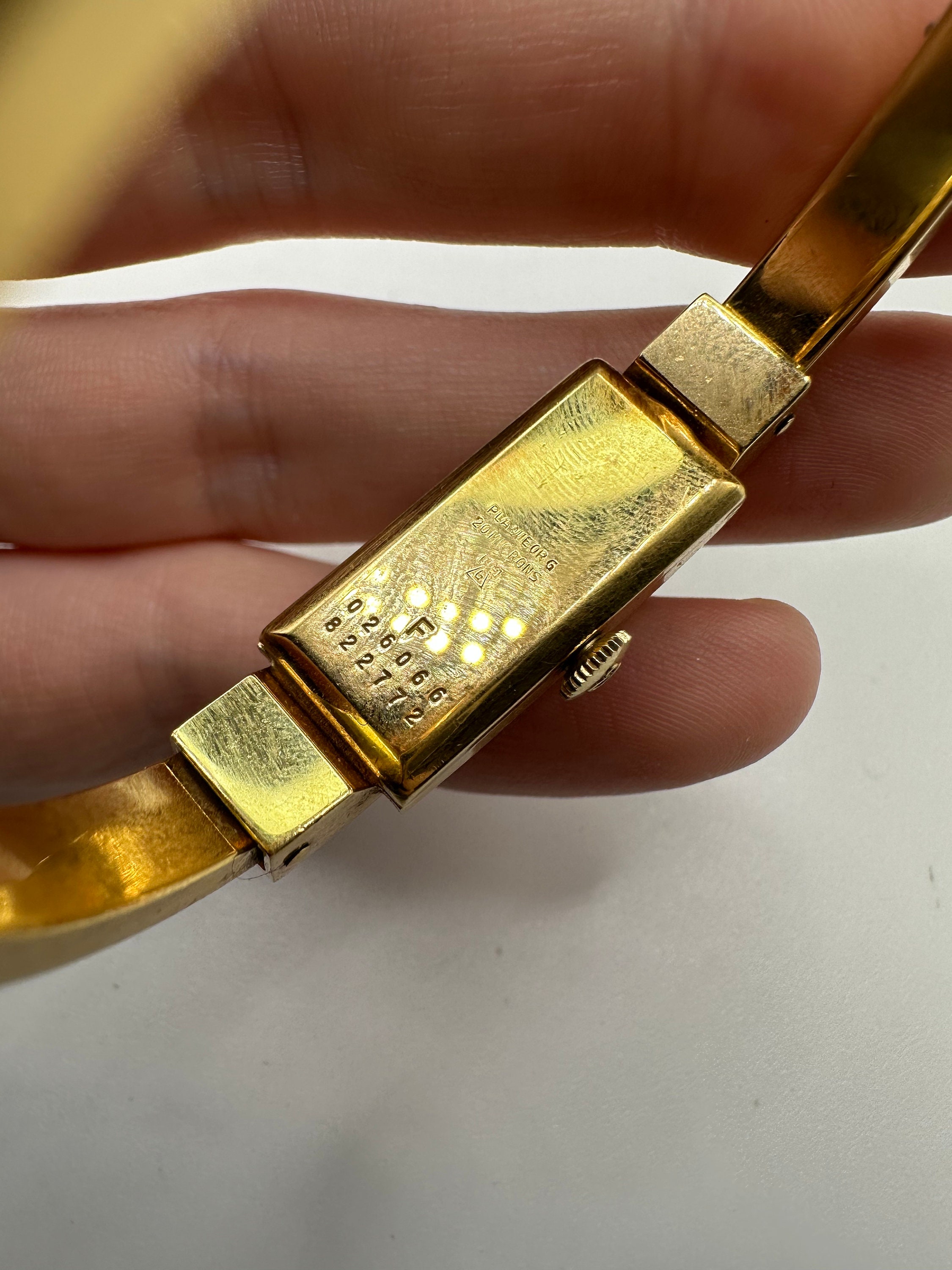 Vintage Borel Ladies Gold Tone Mechanical Wind Cuff Bangle 