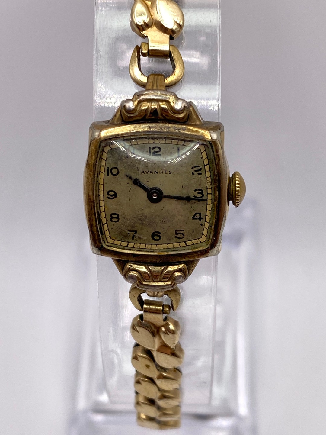 Antique Tavannes Ladies Mechanical Wind Cocktail Gold Tone  display picture 2