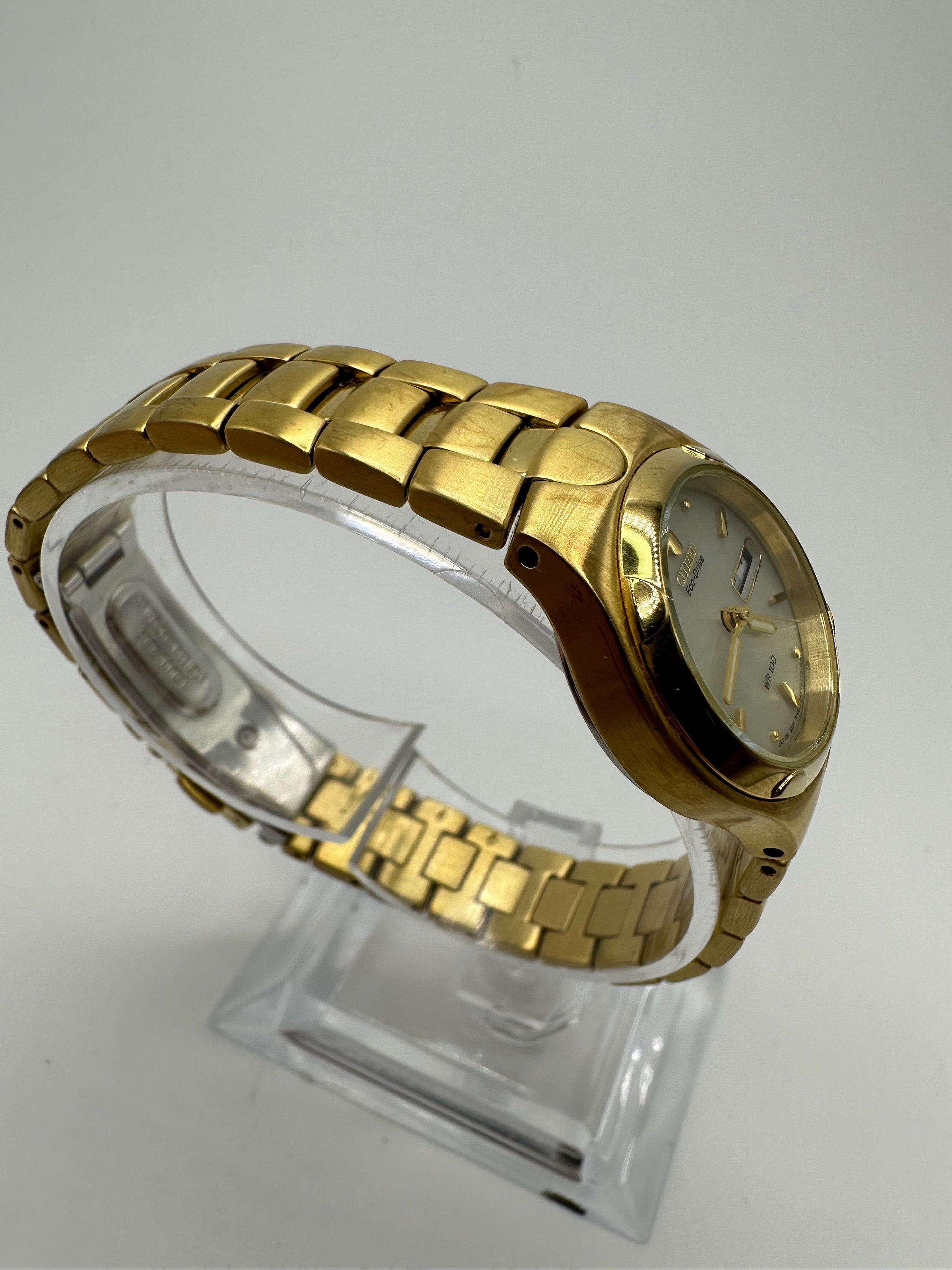 CITIZEN Eco-Drive レディース 時計 WR-100 Vintage Citzien Eco Drive WR 100 Ladies Quartz Gold Tone