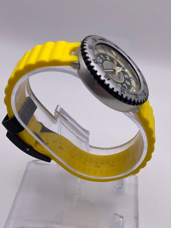 Vintage Flik Flak by swatch quartz yellow wrist w… - image 2
