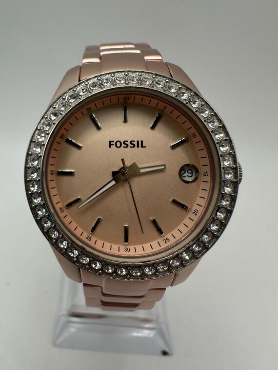 Fossil Ladies Rose Gold Tone Faux Diamonds Watch Date Circle  display picture 3