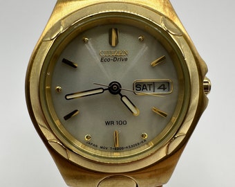 vintage Citzien eco drive WR 100 dames quartz doré montre jour date cadeau son créateur de mode de luxe pour femmes