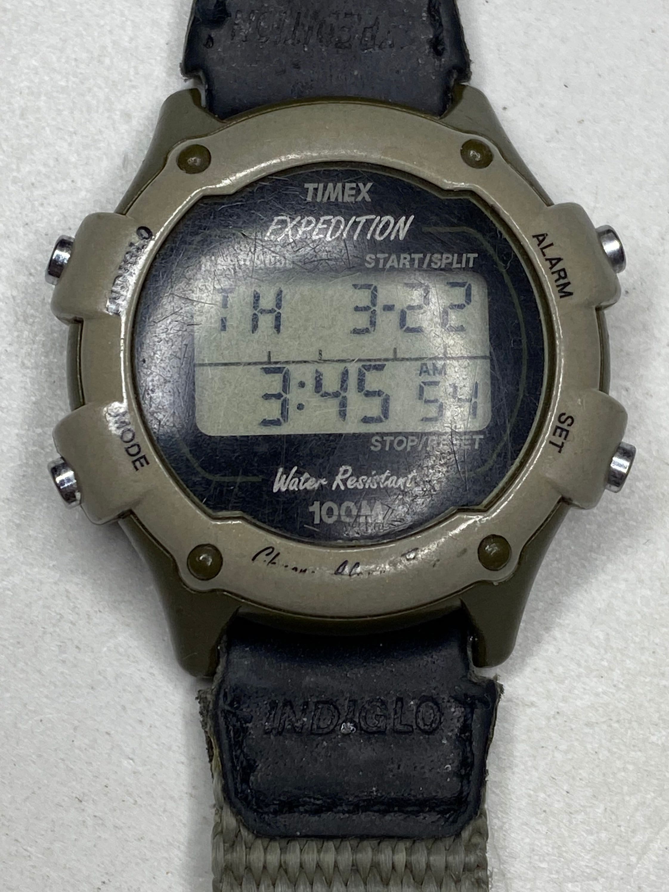 Vintage Timex Expedition 100m Watch Green Cotton Strap for Men