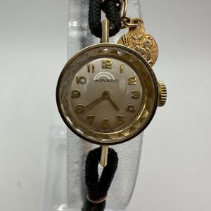 vintage Movado 14k gold ladies mechanical hand  wind cocktail watch small circle 1960s 17 jewels gift her women mom dress