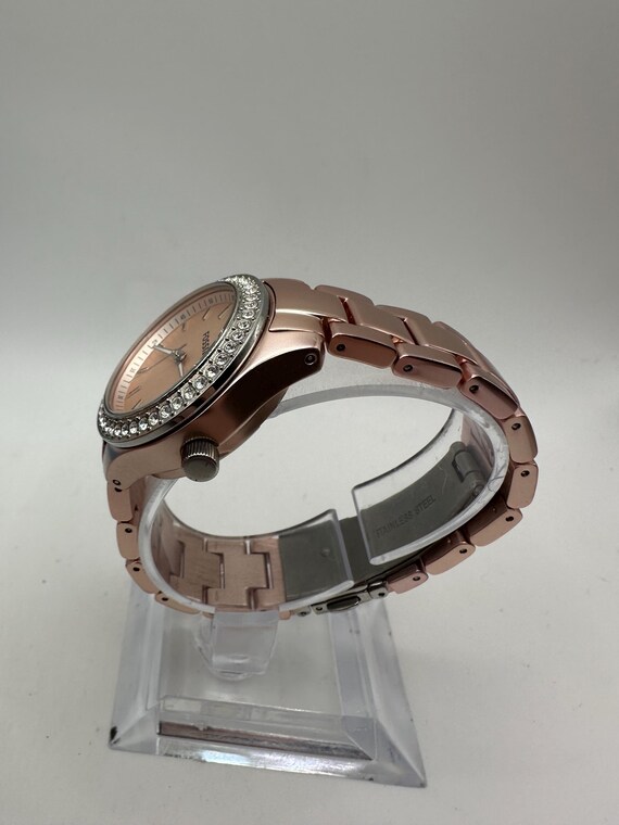 Vintage Fossil Ladies Quartz Watch Rose Gold Tone Crystal Bezel New Battery Runs Fossil Rose Gold Tone Women main image 4