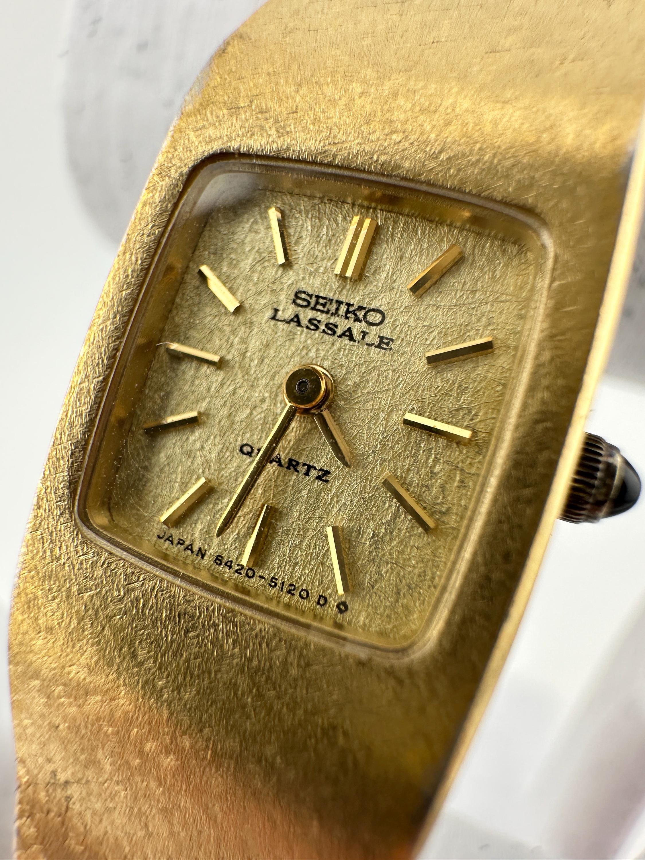 Seiko Lassale RARE Vintage Ladies Mesh Tank Watch Gold Tone Square