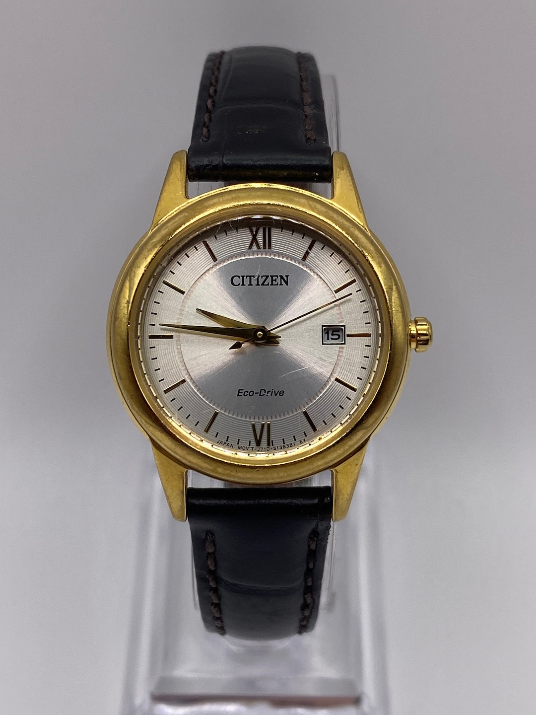 Citizen Eco Drive S710 31mm Gold Tone Leather Band Ladies Quartz Watch