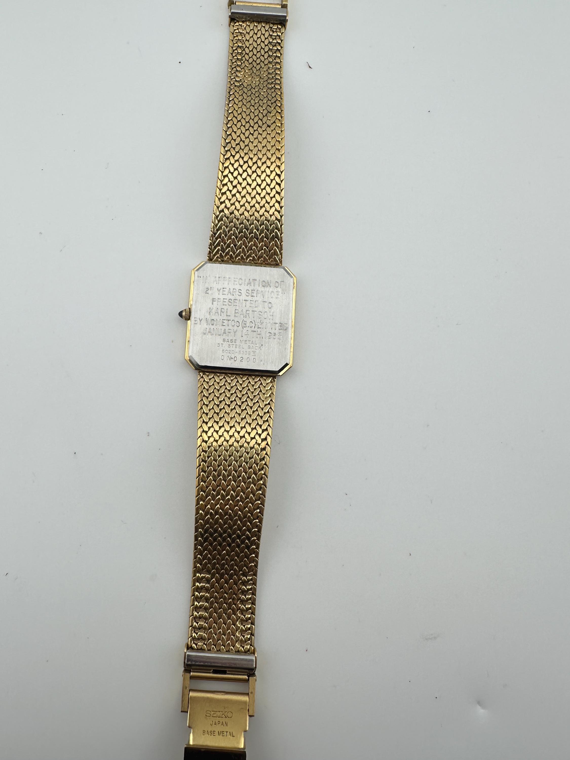 RARE Seiko Lassale Vintage 6020 Unisex Tank Watch Gold Tone