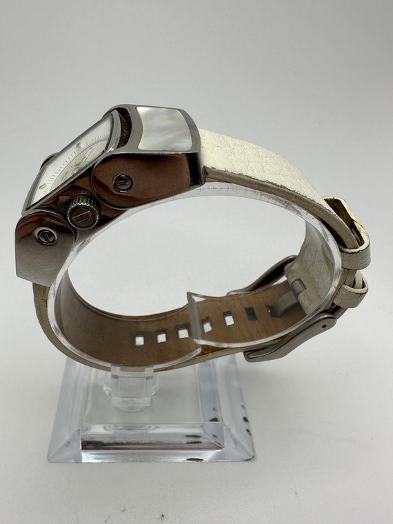 DIESEL FIVE Bar DZ-5037 Mother of Pearl White Leather Watch Only