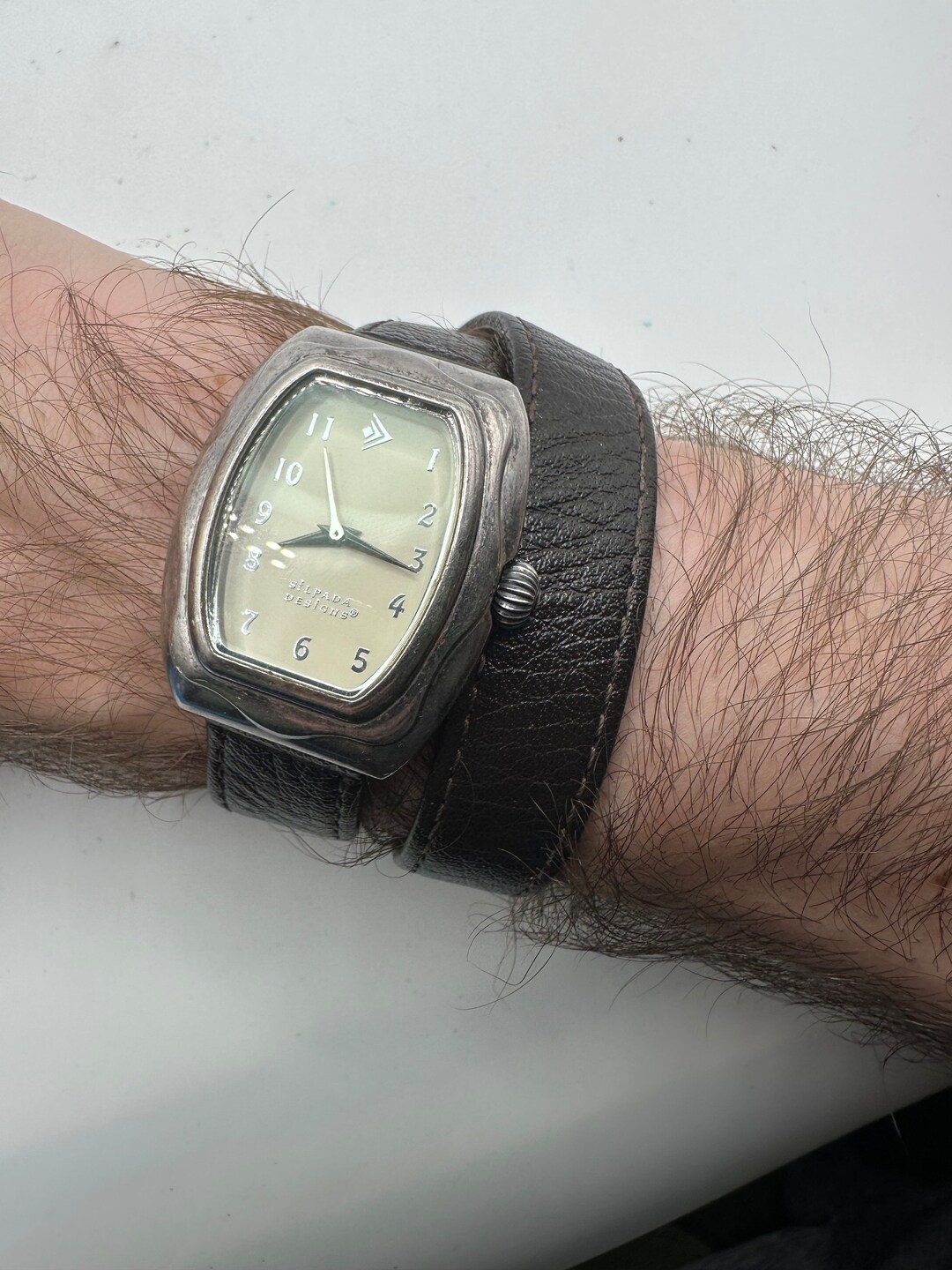 Vitnage Silpada Double Wrap Silver Tone Ladies Watch Leather 