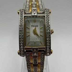 vintage Pulsar by Seiko ladies tank Watch gold silver faux diamond dress gift her women japan small square dainty fashion designer