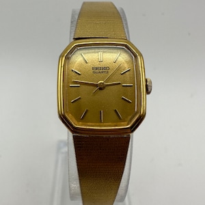 vintage Seiko 1421 RARE ladies tank Watch gold tone square face gift her ladies women fashion designer luxury mom sale retro Japan