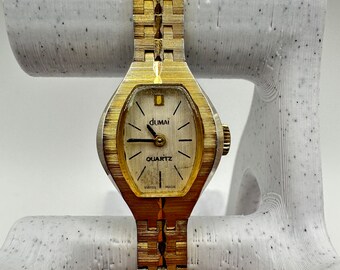 Vintage Dumai Damen Quarzuhr Schweizer Uhrwerk Damen Cocktail Geschenk ihre Frauen Gold Ton Mode