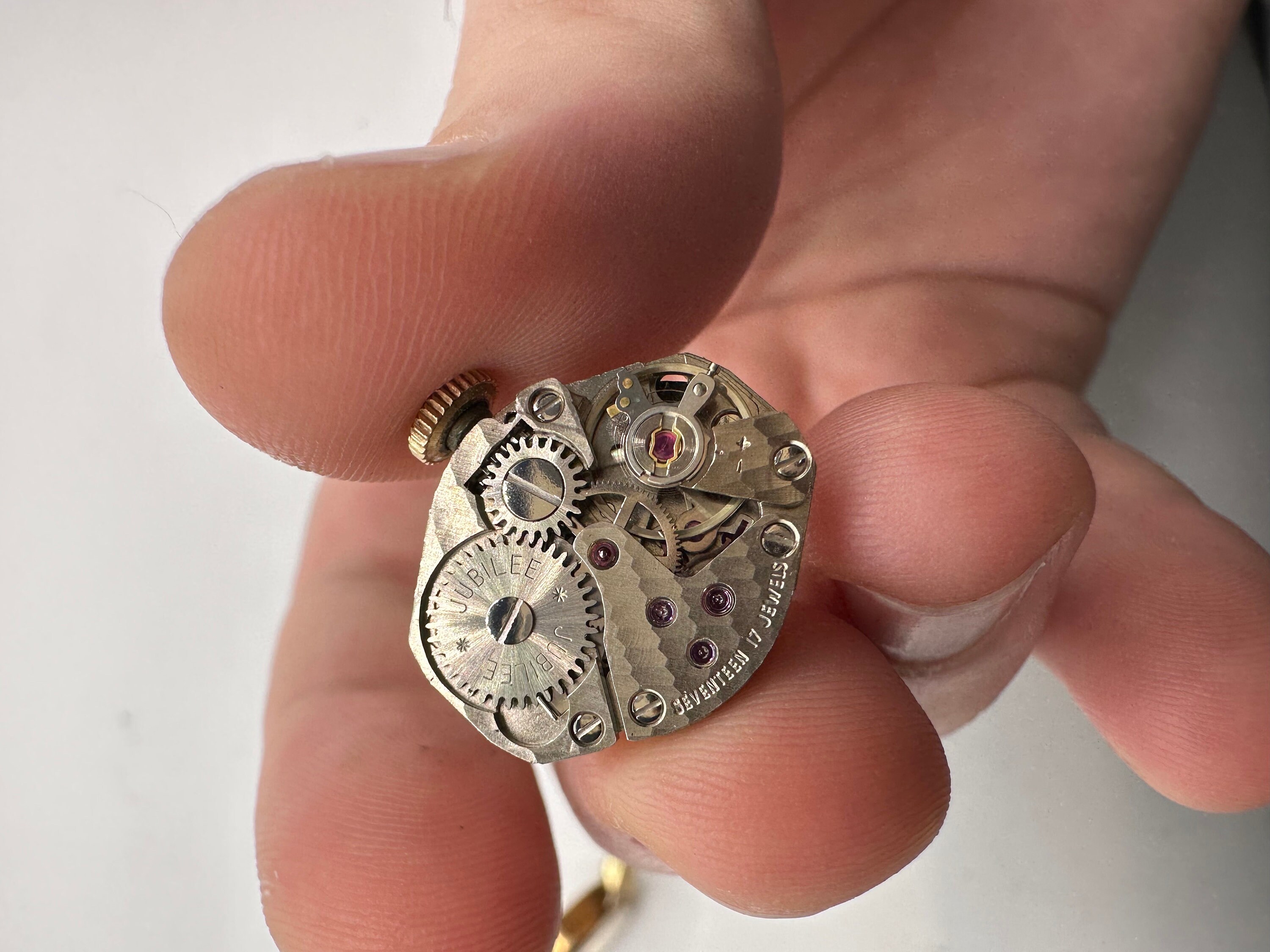 Vintage Jubilee 17 JEWEL Manual Wind Green Dial 20mm Ladies Watch For Repair Vintage Jubilee Ladies Mechanical Hand Wind Gold Tone Dress  main image 3