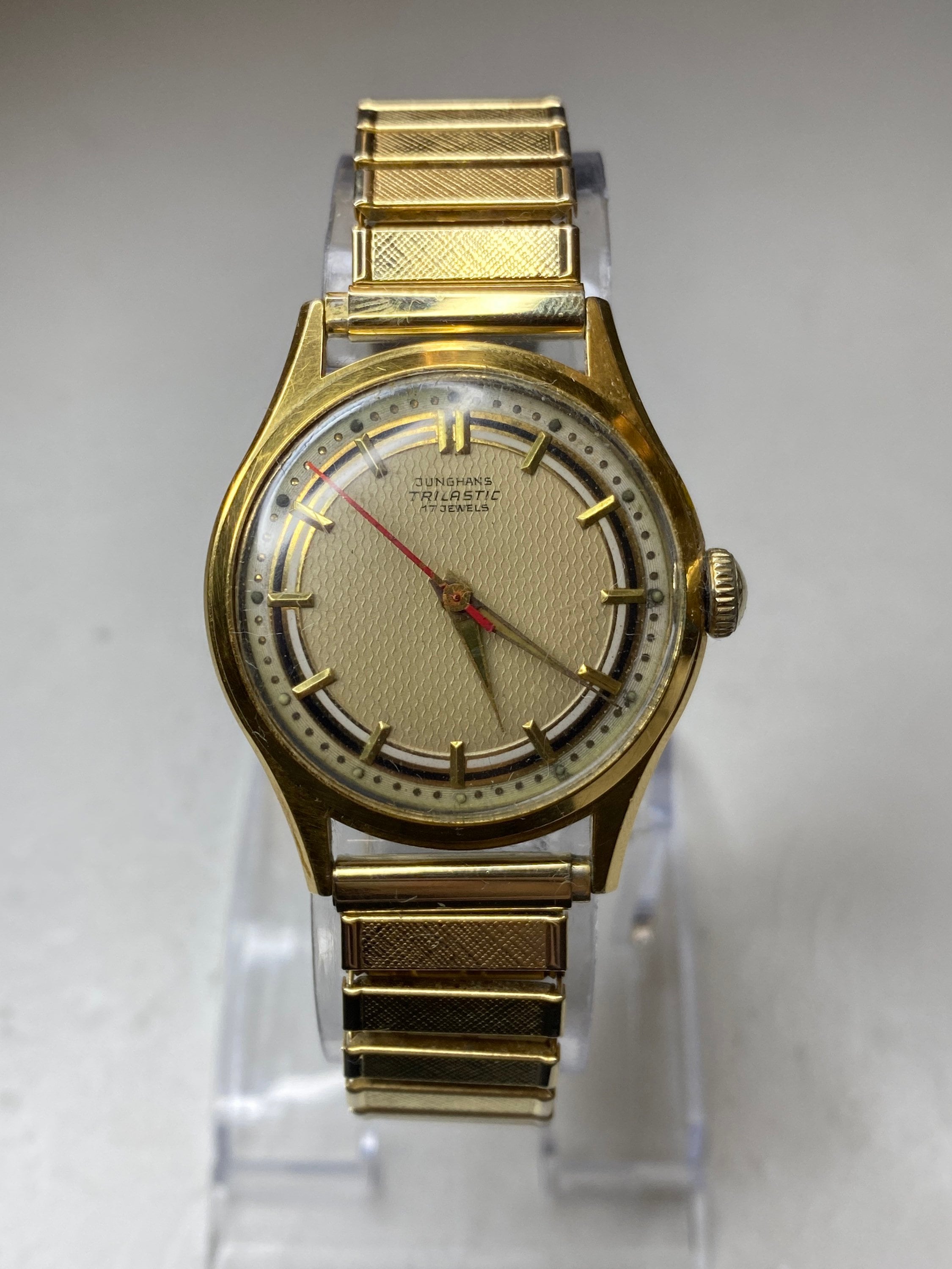 Vintage 34mm Junghans Trilastic German 17 Jewels Mechanical Wind