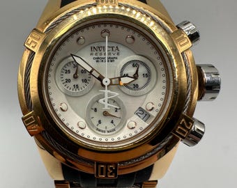 vintage Invicta bolt Zeus reserve Swiss made rose gold ladies large Watch gift her women mom chronograph diver fashion designer