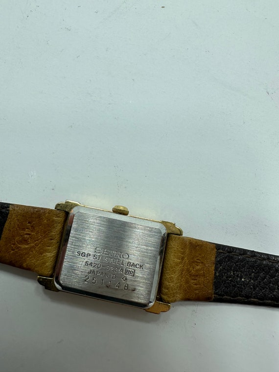 Vintage RARE Seiko 5420 523A Gold Tone Ladies Tank Watch