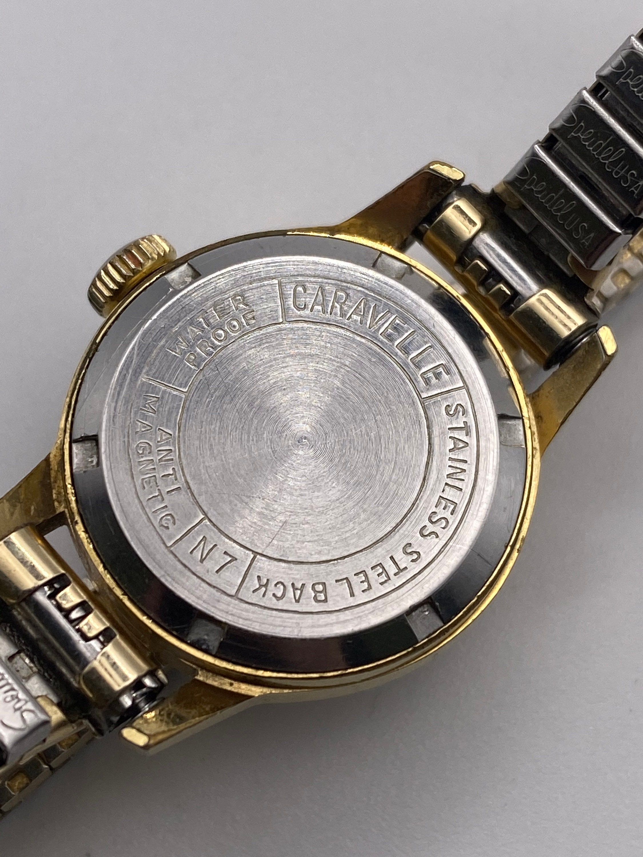 Caravelle Vintage Wrist Watch 1970s N7 Vintage Caravelle by Bulova N7 1977 Mechanical Wind Gold  main image 4